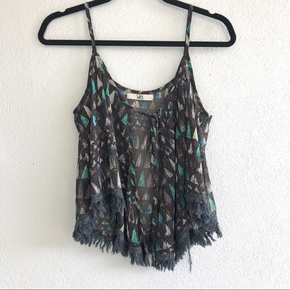 Ya Los Angeles Boho Printed Tie Front Tank